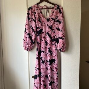 Elegant Pink Floral Women's Dress